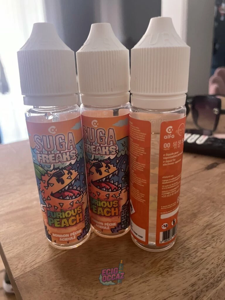 Liquide e-cigarette Suga Freaks Furious Peach – 50ml – Neuf – Sans Nicotine