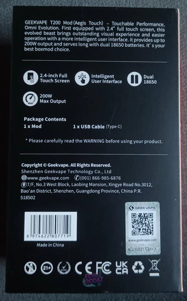 Geekvape T200 mod Kit AEGIS et 4 e-liquid