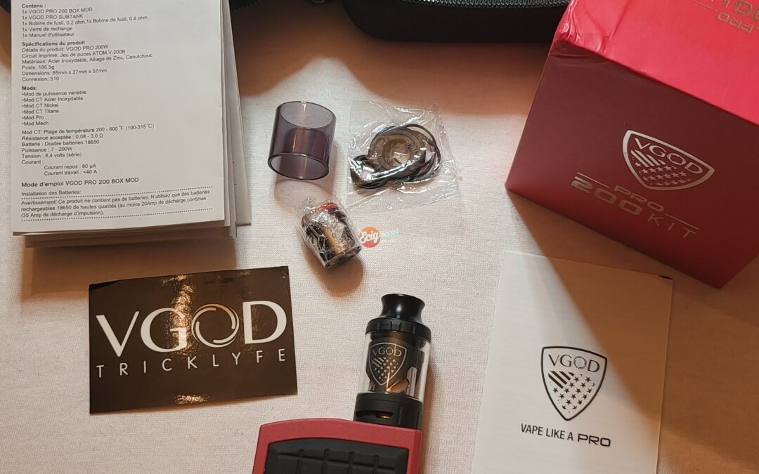 Lot kit Vgod 200 Pro + coton + pyrex + résistances