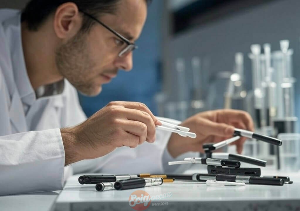 personne qui prend soin de nettoyer sa cigarette electronique