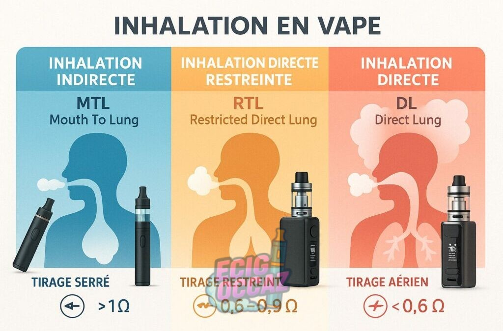 découvrez les différences entre l'inhalation directe (dl) et indirecte (mtl) pour mieux choisir votre expérience de vapotage adaptée à vos préférences.