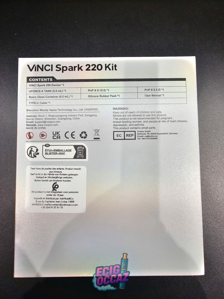 KIT VINCI Spark 220 – avec accus/résistances/liquides