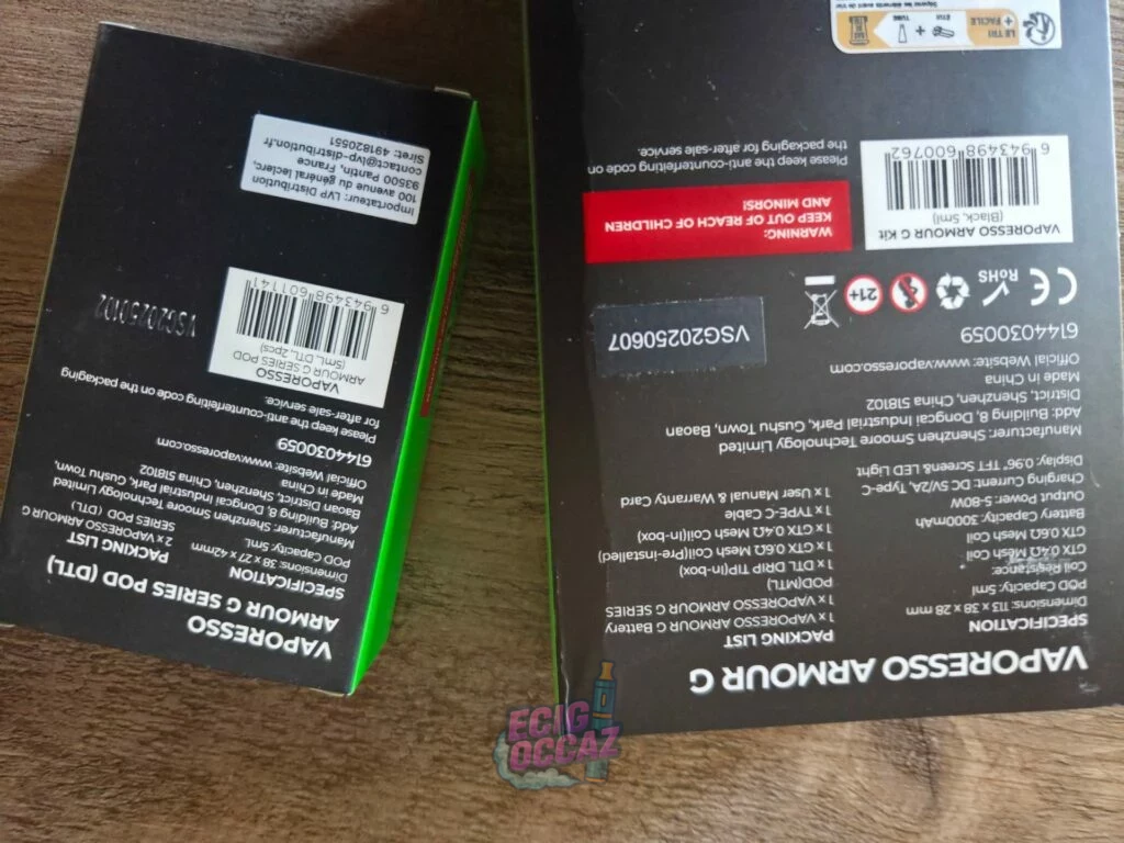 Vaporesso Armour G 80W – TBEG – 3 Pods 5 ml + 3 GTX 0.2 neuves
