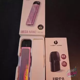 Cigarette électronique Ursa Pod Kit rose + 3 recharges neuves