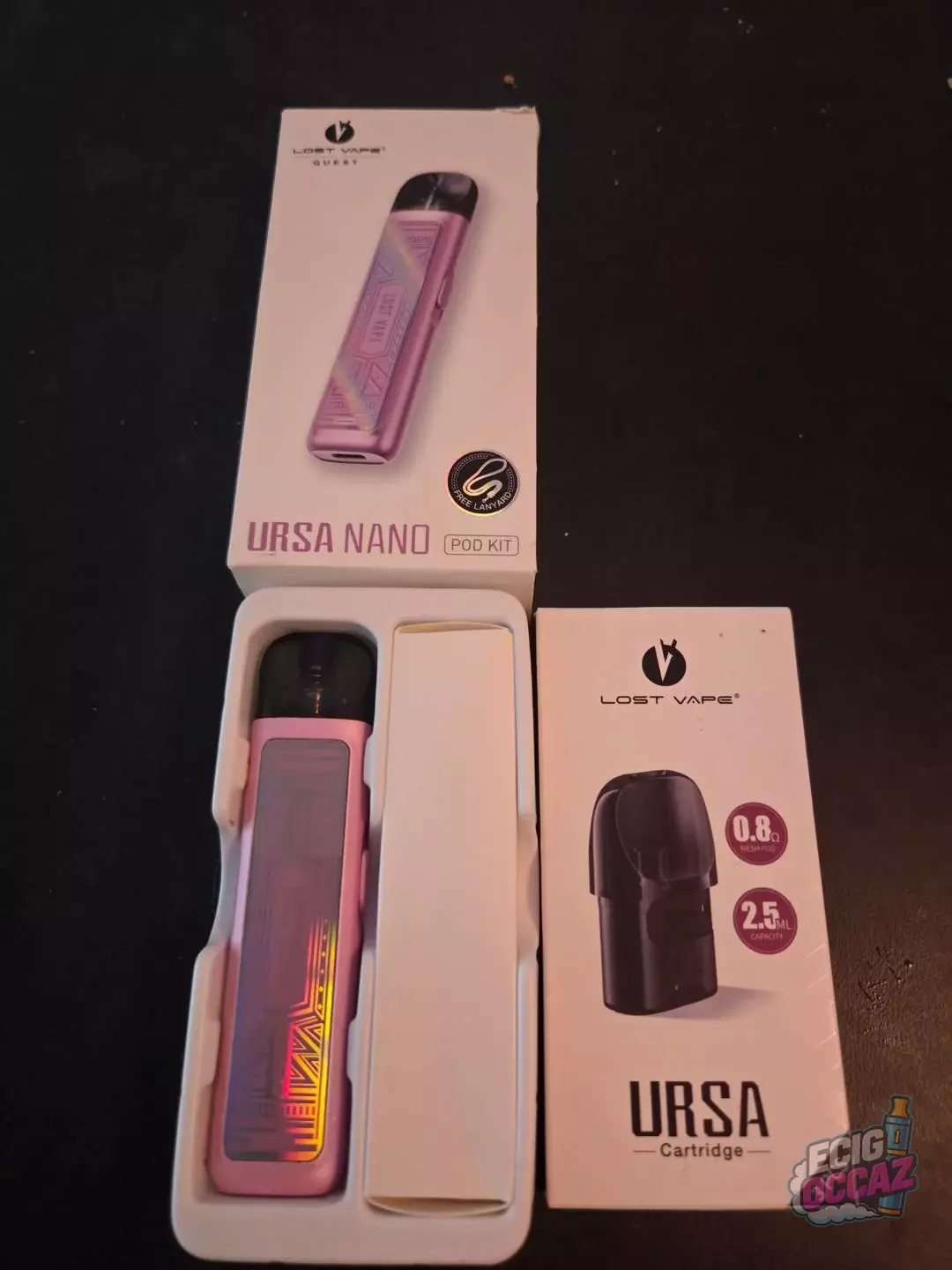 Cigarette électronique Ursa Pod Kit rose + 3 recharges neuves