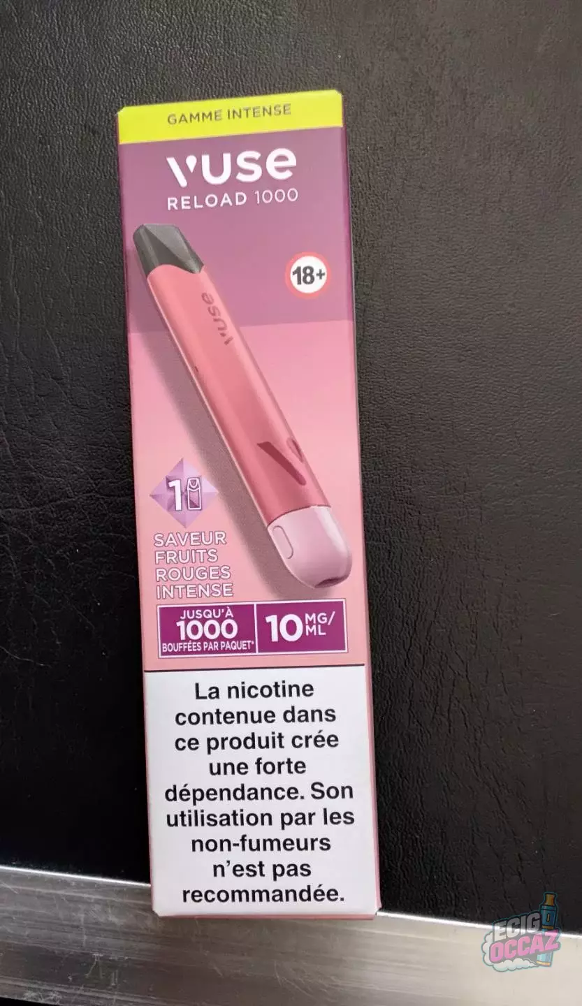 Reload 1000 Fruits rouges intense (10mg/ml) + 2 pods Vuse Ultra 10mg/ml saveur au choix – 13 €