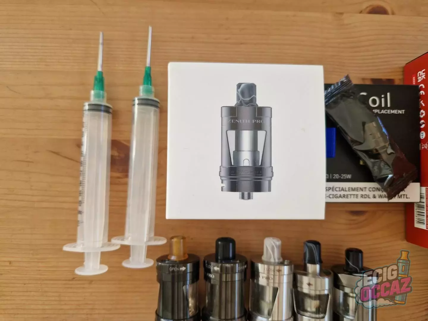 Lot complet vape MTL – 5 Zenith Pro + 2 box + 6 accus + DIY