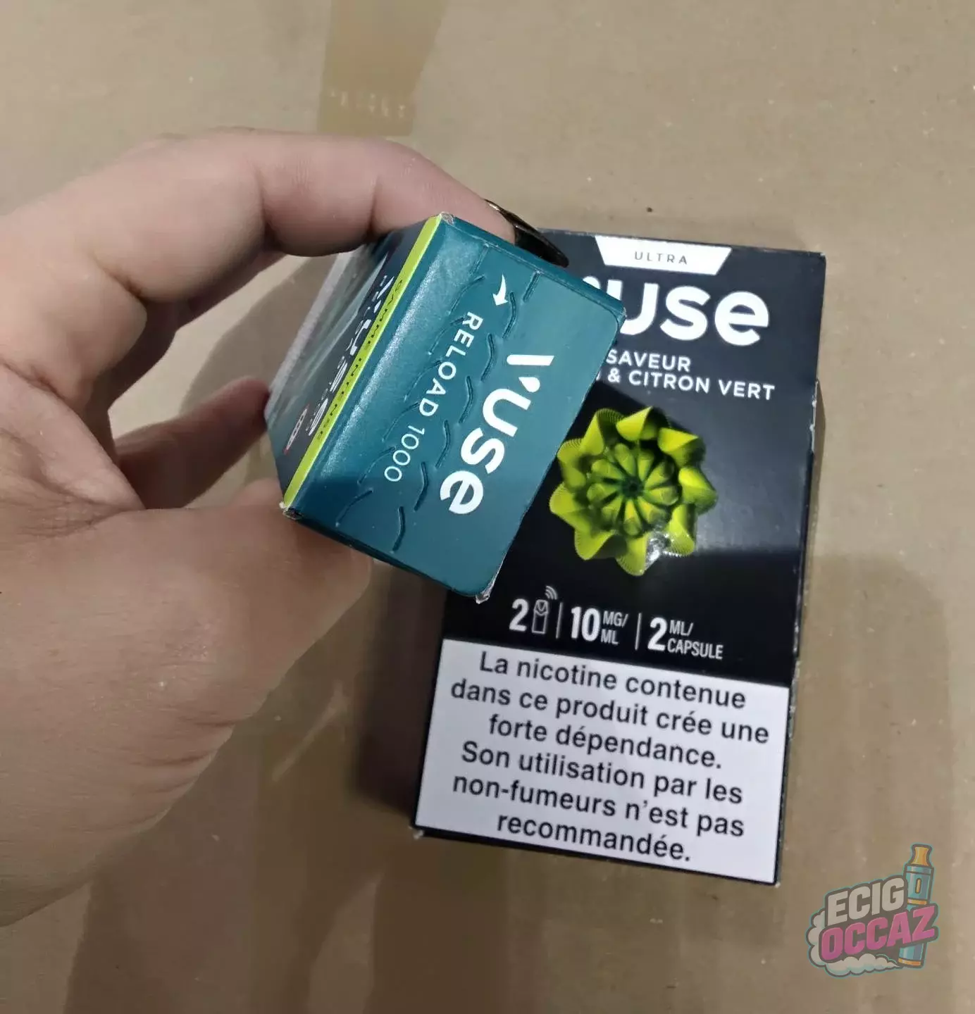 1 kit Reload 1000 – saveur Menthe Ice 10 mg/ml  + 1 pack de 2 pods Vuse Ultra – 10 mg/ml, saveur au choix