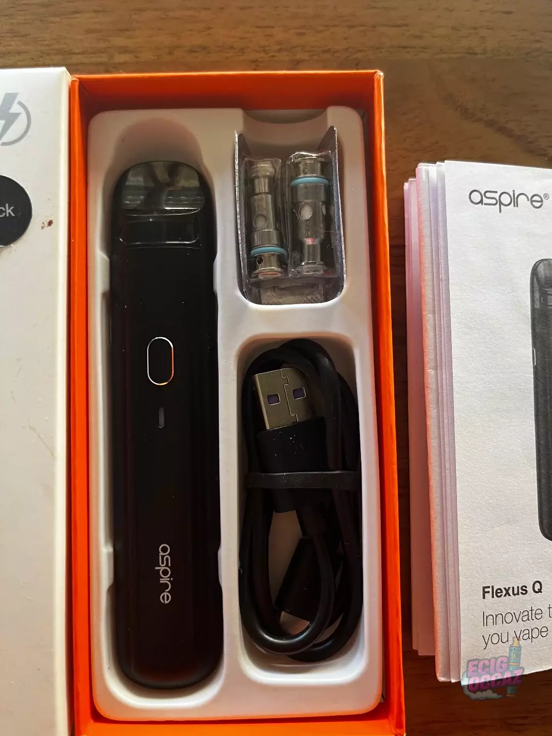 Kit Cigarette Électronique / Pod Aspire Flexus Q (Noir) – Complet avec boîte