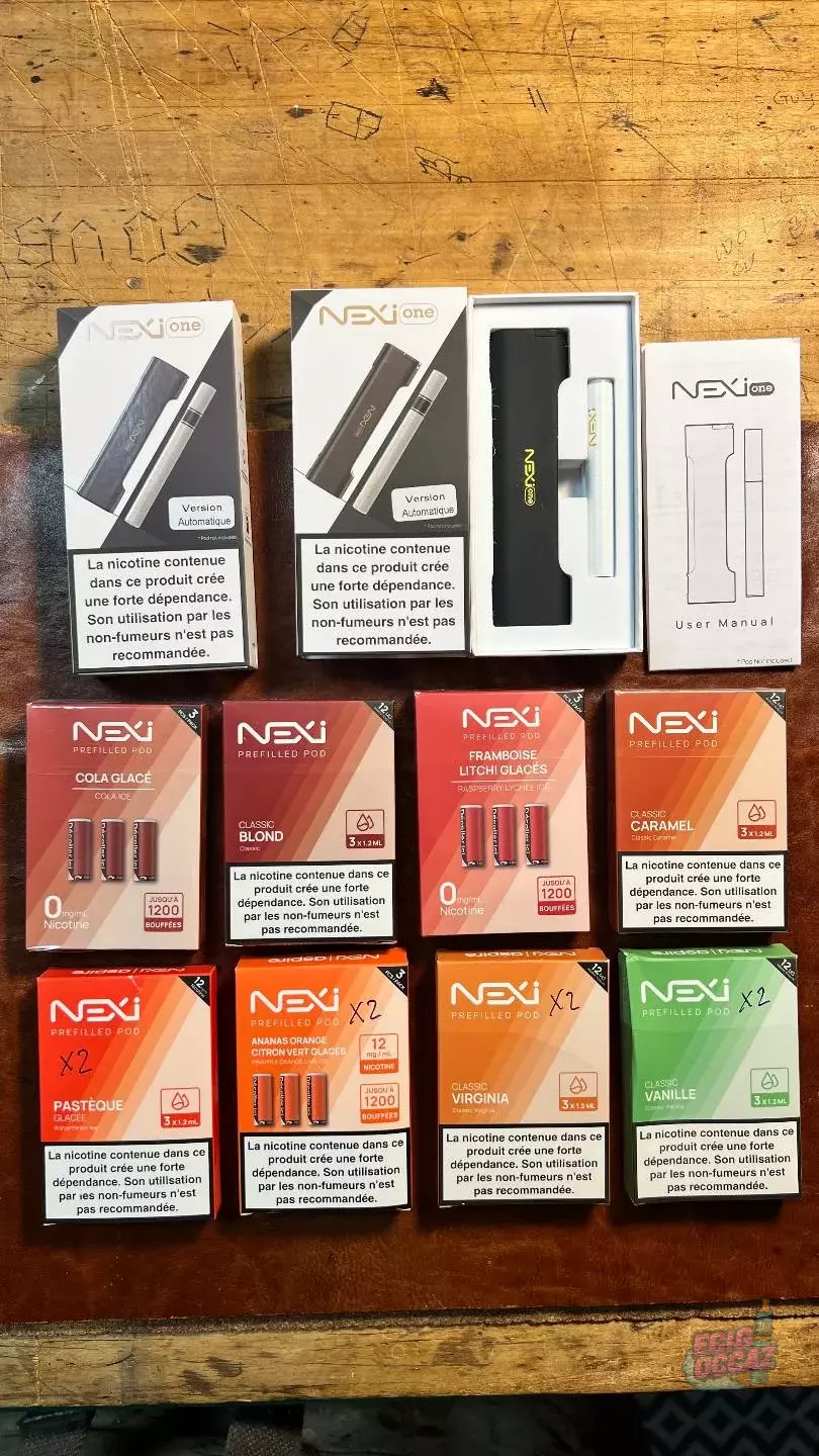 2 NEXI One Aspire + 20 cartouches assorties – Excellent état
