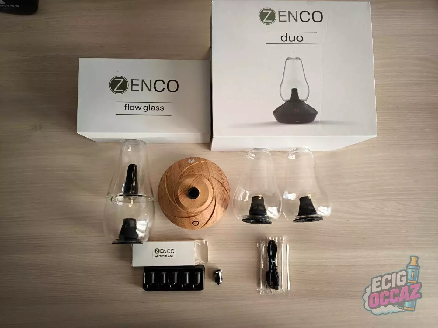 Vaporisateur Zenco Duo Wood + Verre Flow additionnel (Servi 1 fois)