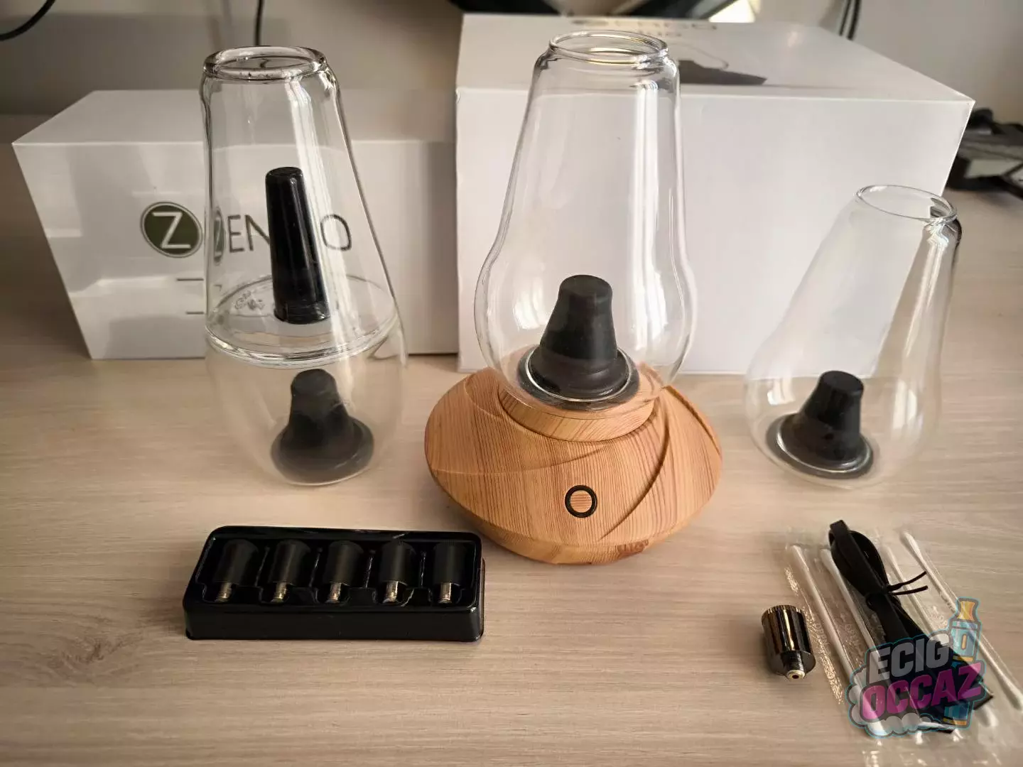 Vaporisateur Zenco Duo Wood + Verre Flow additionnel (Servi 1 fois)