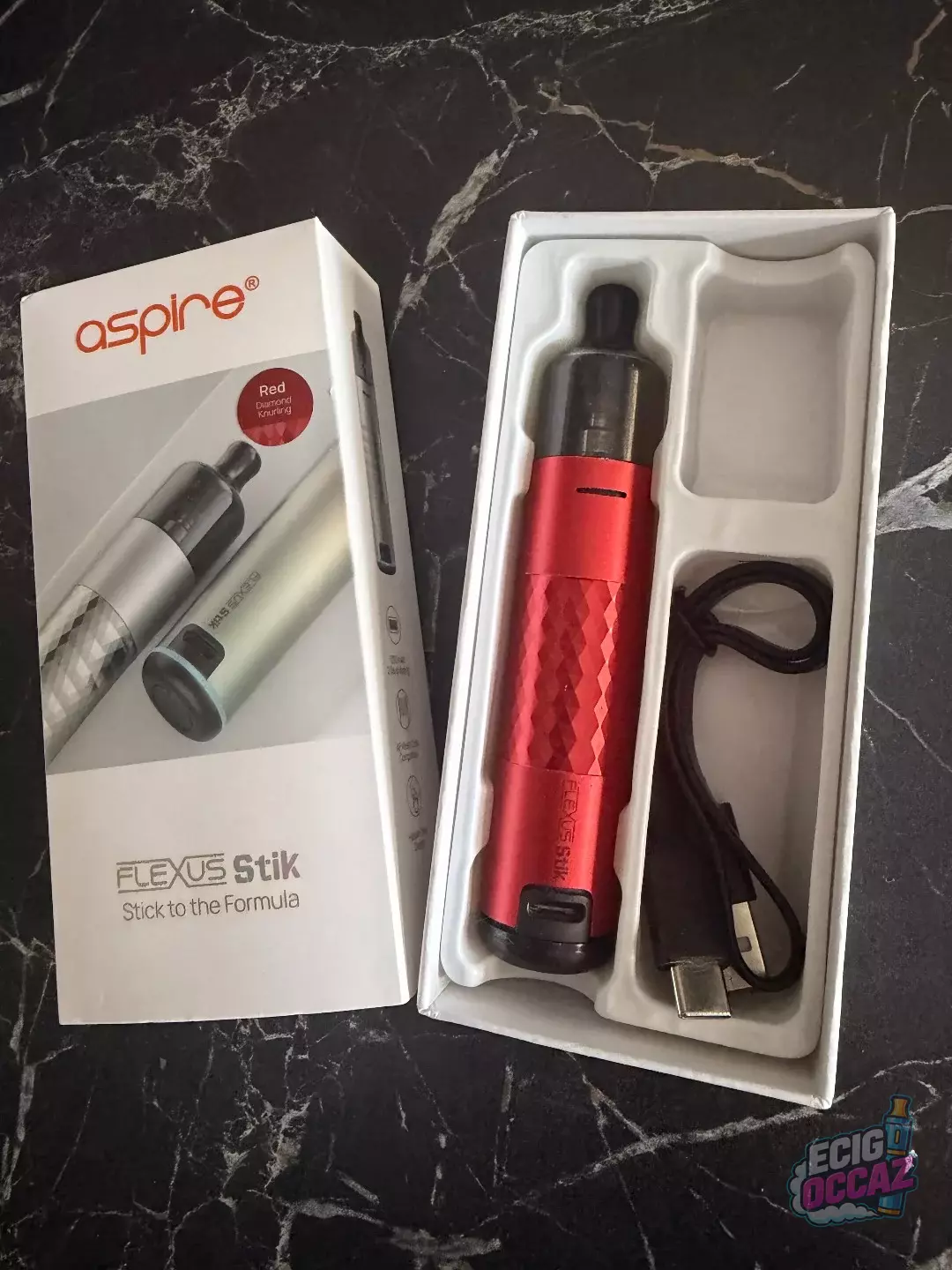 Aspire Flexus Stik rouge – Très bon état – Boîte + câble