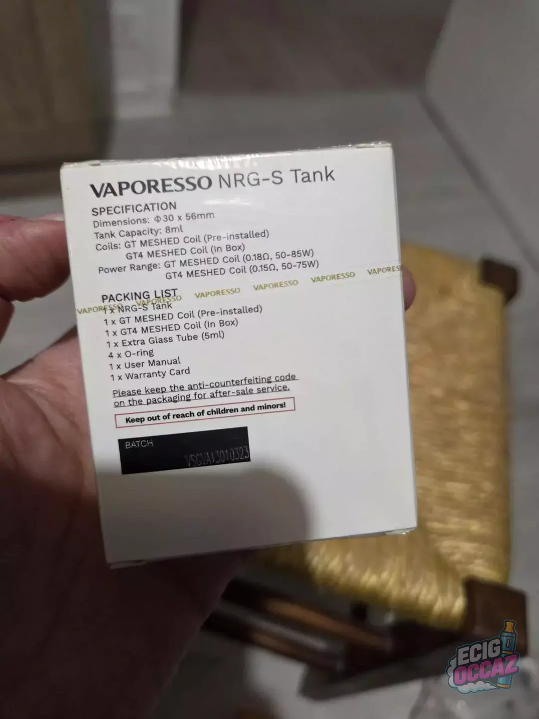 NRG-S Tank cherry pink Vaporesso, sous blister
