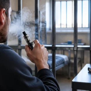Illustration IA : Cigarette électronique en prison : ce que la France permet