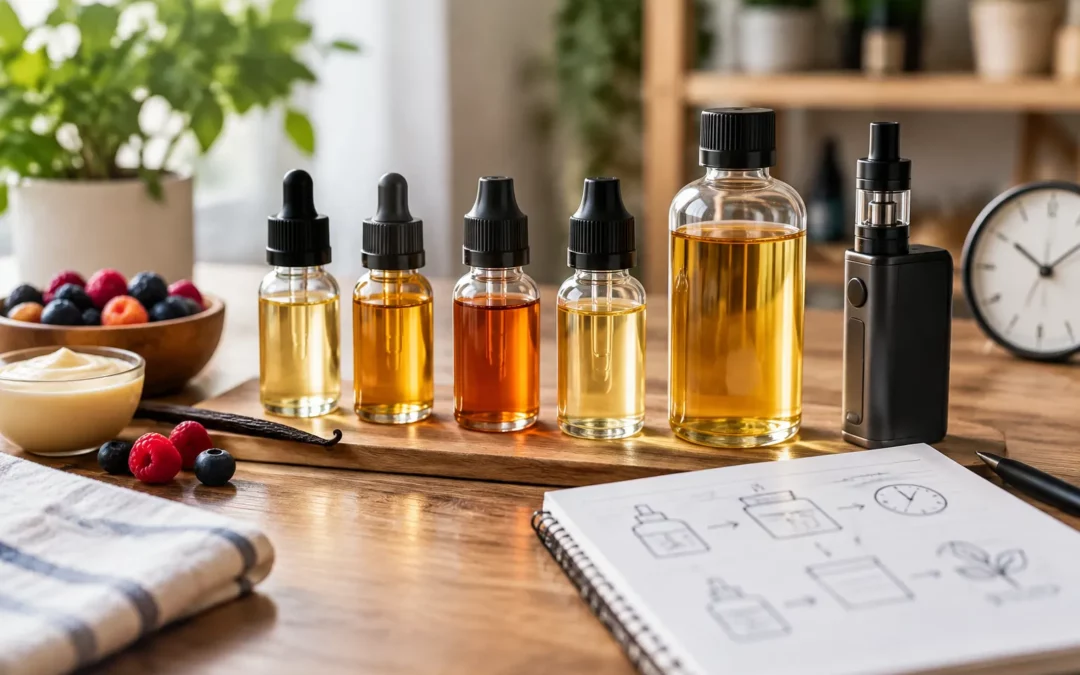 Illustration IA : Guide complet pour la maturation de vos e-liquides DIY : astuces pour un steeping réussi