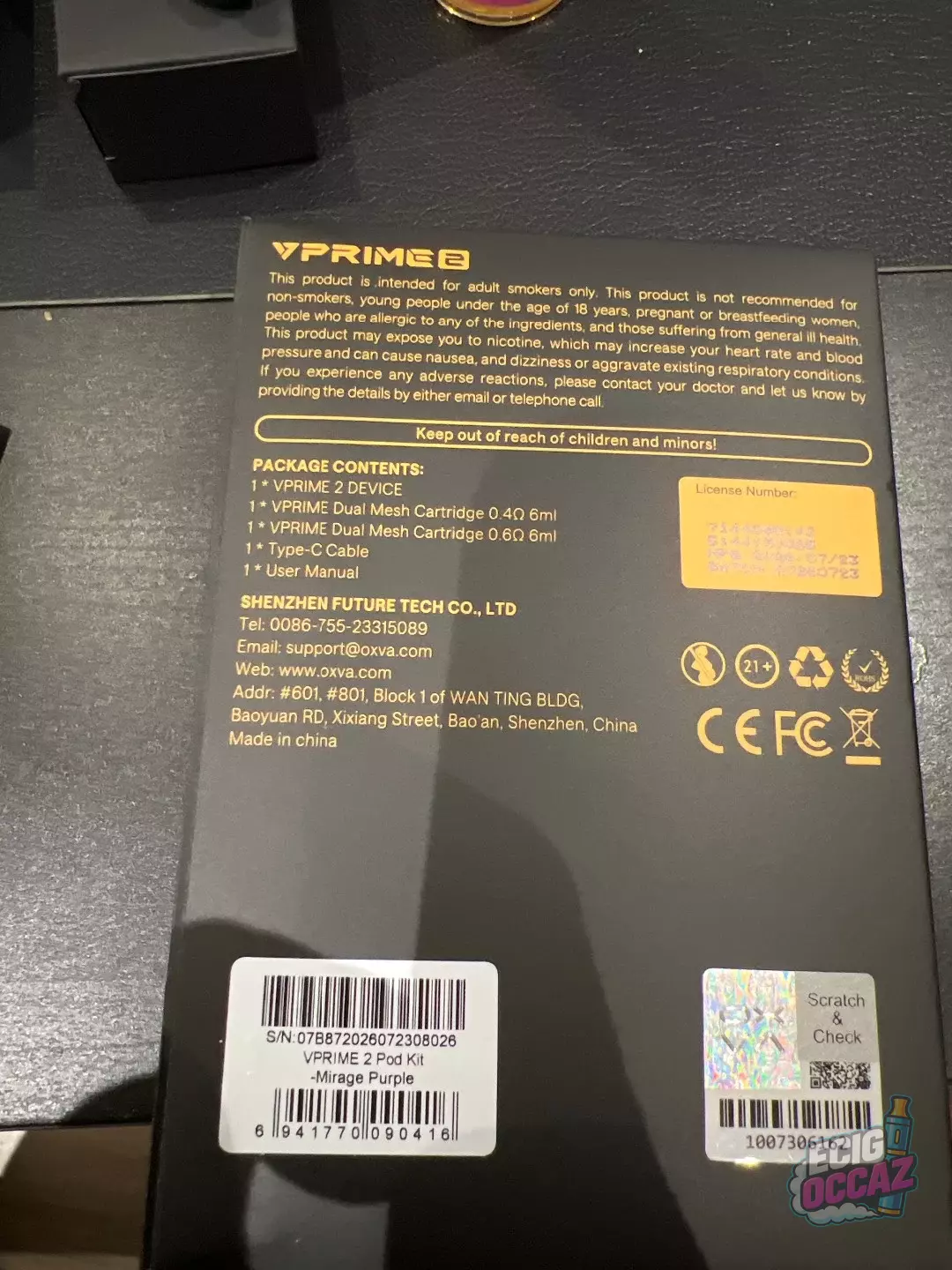 OXVA VPrime 2 – Mirage Purple, neuve