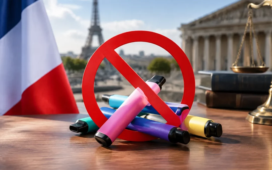Illustration IA : La France interdit la vente des puffs : fin d’une tendance controversée