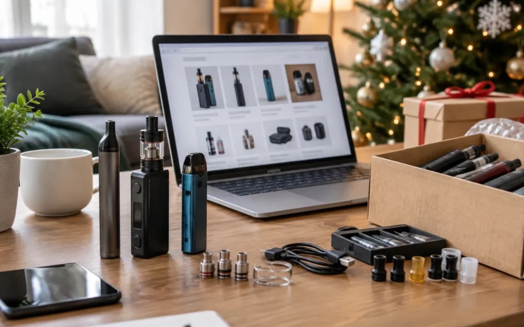 Illustration IA : Revente de cigarettes électroniques et accessoires : une tendance en hausse sur Ecig-occaz.fr après Noël