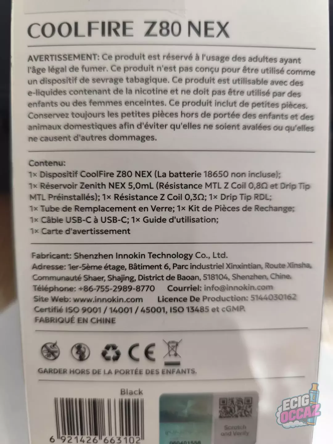 Innokin coolfire Z80 NEX noire neuve