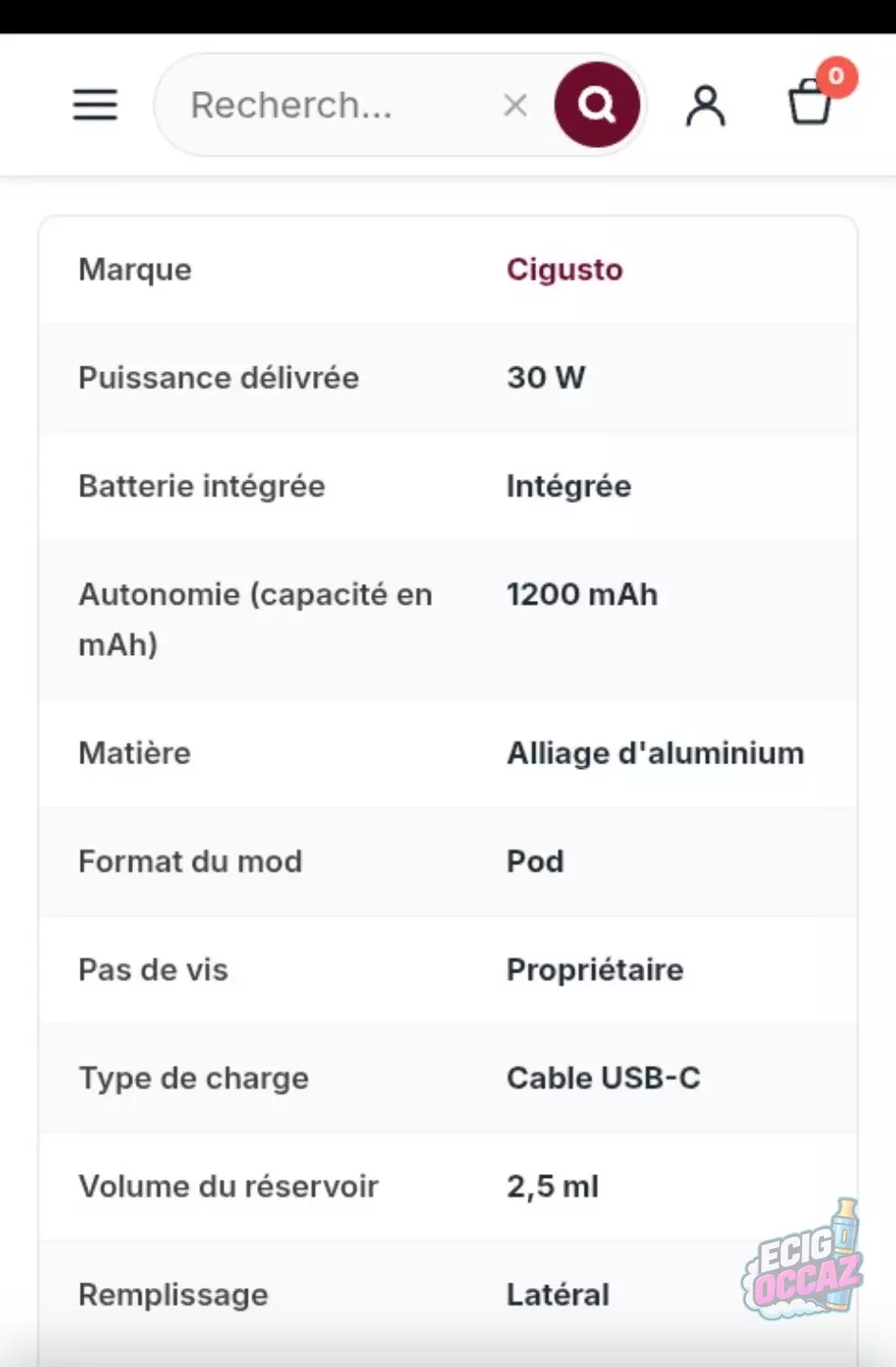 Cigarette électronique (pod)
