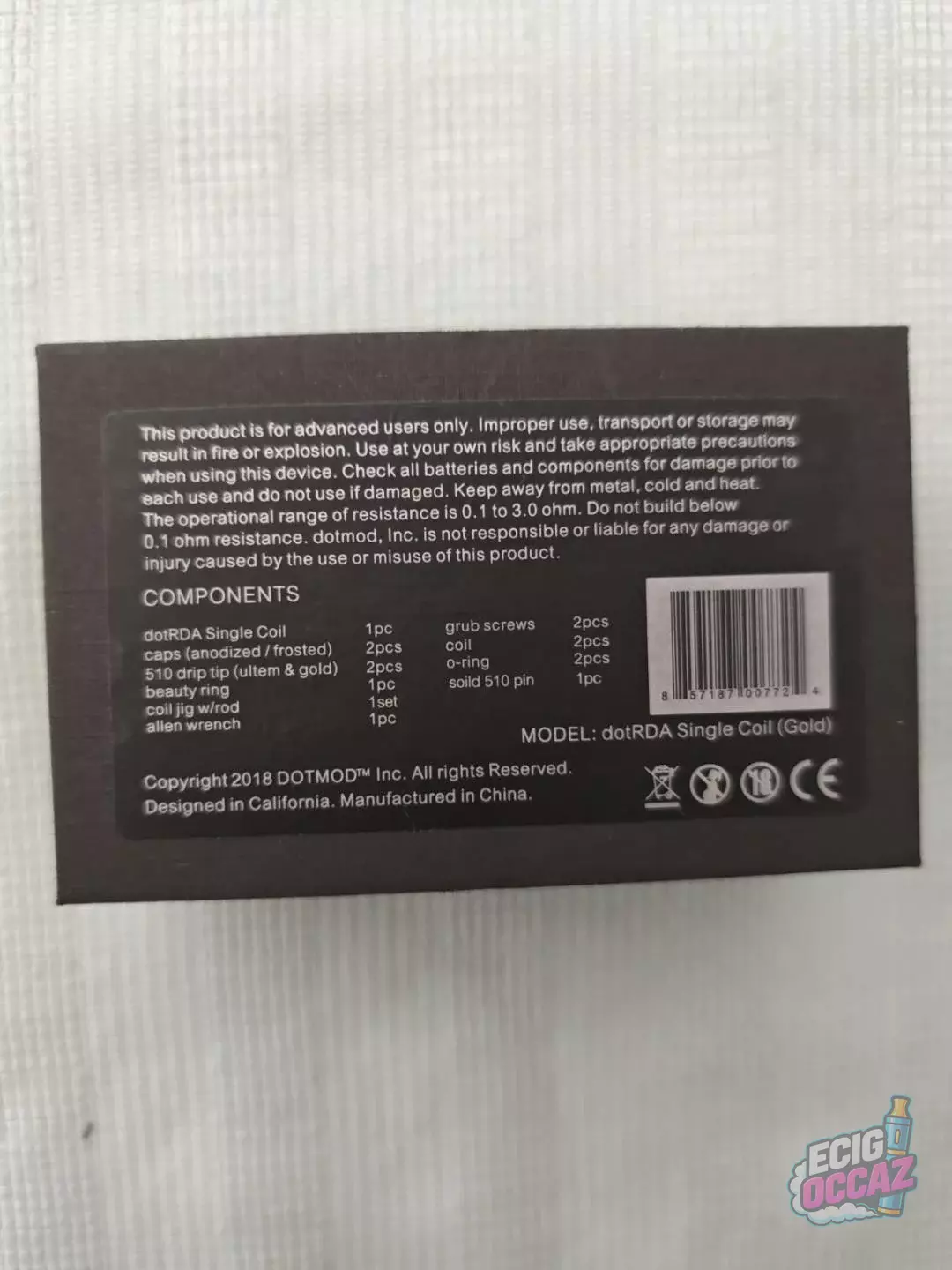 dotMod dotRDA Single Coil Gold 22mm – Complet + Certificat #8456 – RDA Collector